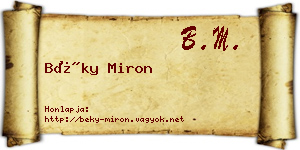 Béky Miron névjegykártya